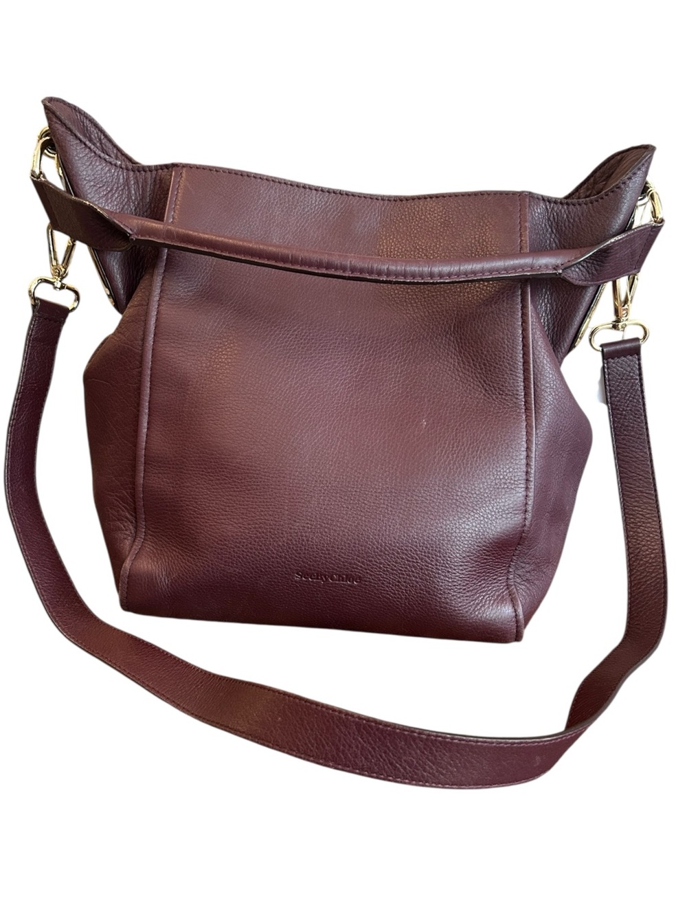 See By Chloe Pebbled Leather Shoulder Bag in Deep Burgundy